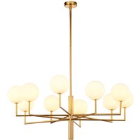 Stilvolle Deckenleuchte Messing Glas in Gold G9 10-flmg von Zaklad Wielobranzowy Export-Import-Jupiter
