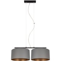 Stoff Hängelampe blendarm Graphit Gold E27 70 cm lang von Belis