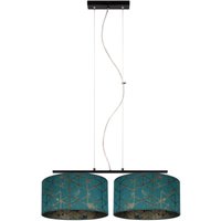 Stoff Pendelleuchte blendarm Grün Muster E27 70 cm lang von Belis