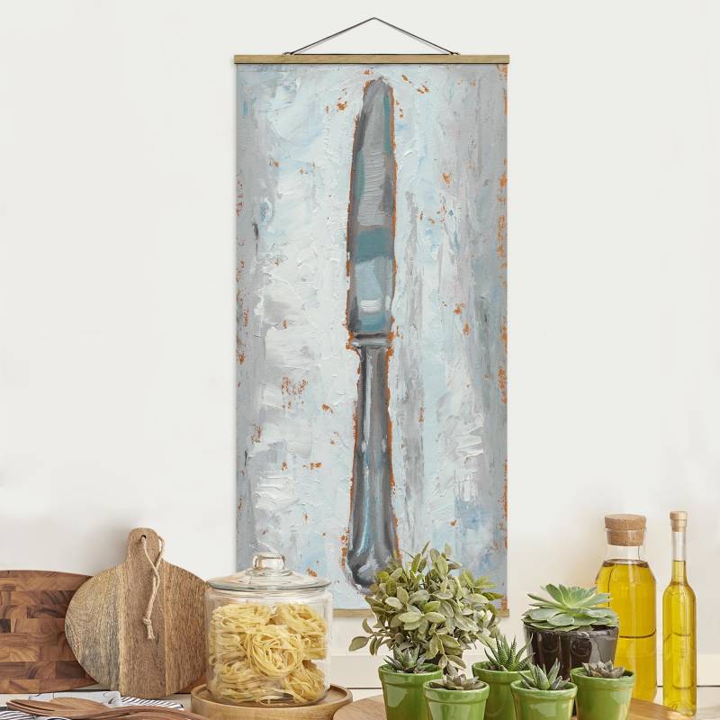 Stoffbild - Hochformat Impressionistisches Besteck - Messer