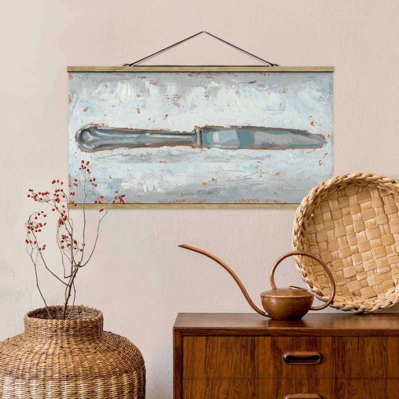 Stoffbild mit Posterleisten Impressionistisches Besteck - Messer