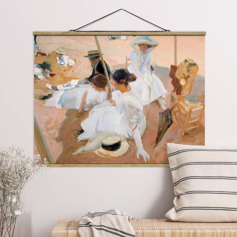 Stoffbild mit Posterleisten Joaquin Sorolla - Unter der Markise am Strand