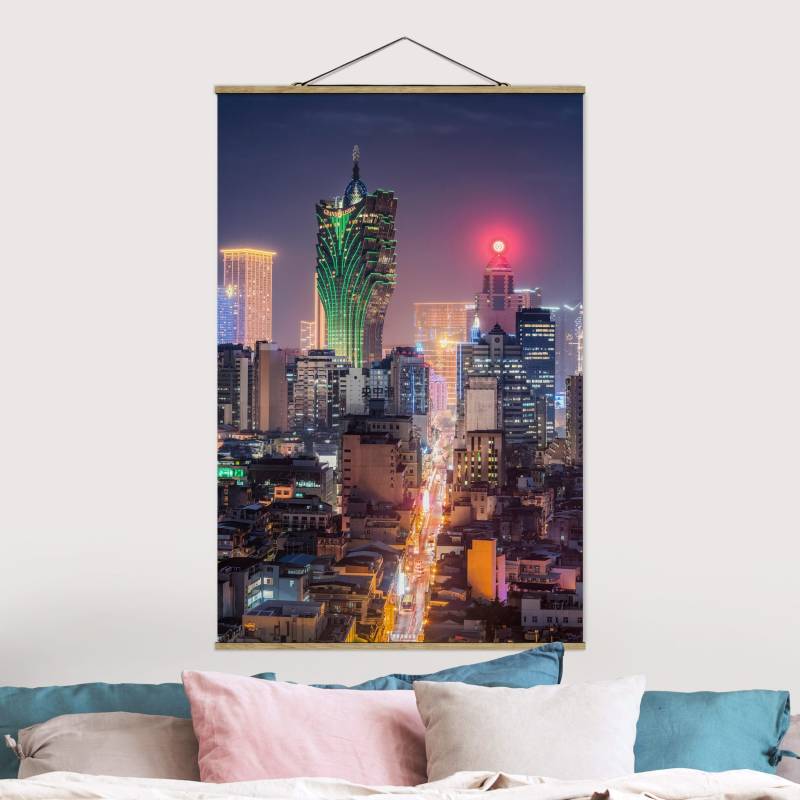 Stoffbild mit Posterleisten Nachtlichter von Macau