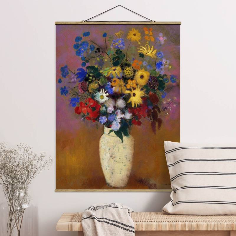 Stoffbild mit Posterleisten Odilon Redon - Blumen in einer Vase
