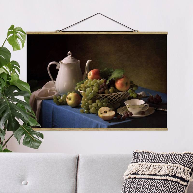 Stoffbild mit Posterleisten Stillleben mit Kaffeekanne