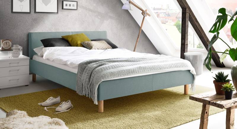 Studenten-Bett 140x200 cm eisblau im 50er-Jahre-Design - Bela