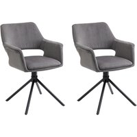 Stuhl ELEONORE 2er-Set grau schwarz Stoff B/H/T: ca. 57x84x61 cm von byLIVING