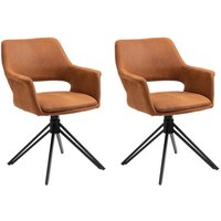 Stuhl ESTELLE  2er-Set braun Vintage schwarz Stoff Metall B/H/T: ca. 57x84x61 cm von byLIVING