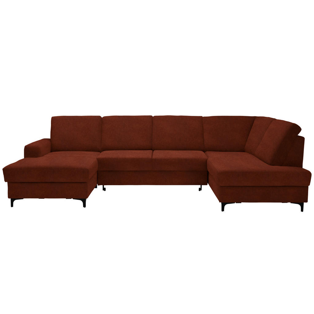 Stylife Wohnlandschaft, Rost, Textil, 4-Sitzer, Ottomane rechts, U-Form, 317x185 cm, Made in EU, Rücken echt, Wohnzimmer, Sofas & Couches, Wohnlandschaften, Wohnlandschaften in U-Form von Stylife