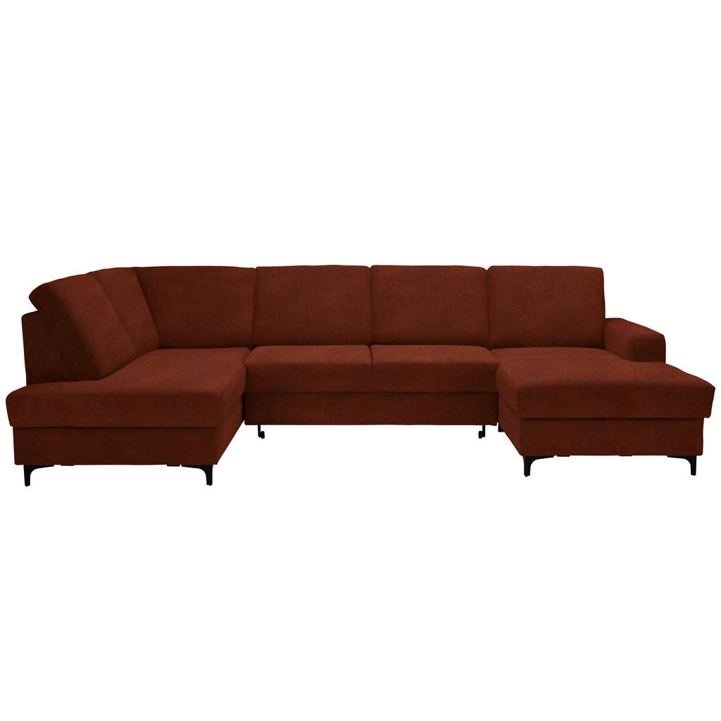 Stylife Wohnlandschaft, Rost, Textil, 4-Sitzer, Ottomane links, U-Form, 317x185 cm, Made in EU, Rücken echt, Wohnzimmer, Sofas & Couches, Wohnlandschaften, Wohnlandschaften in U-Form von Stylife