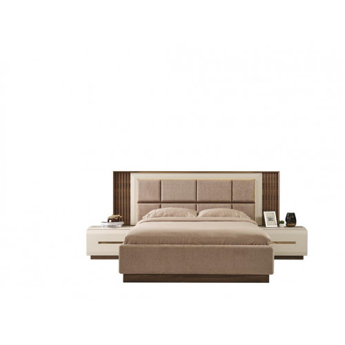 Stylish Hellbraunes Doppelbett Luxus Schlafzimmermöbel Bett Moderne