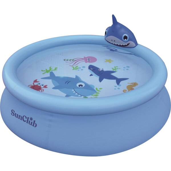 SunClub Planschbecken 3D Wassersprühender Hai Pool Ø 190 x 47 cm mit aufblasbarem Luftring SunClub Planschbecken 3D Wassersprühender Hai Pool Ø 190 x 47 cm mit aufblasbarem Luftring