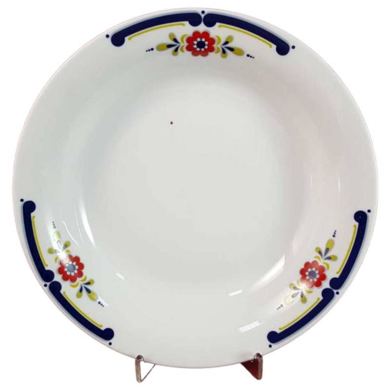 Suppenteller Mitterteich Form 890 blau grün rot Blumendekor gebraucht - Produktionsfehler