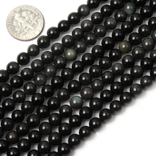 Sweet & Happy Girl's store 6mm Edelstein schwarzer Obsidian Perlen Strang 15 Zoll Schmuckherstellung Perlen von GEM-INSIDE CREATE YOUR OWN FASHION