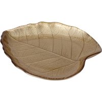 TELLER Dekoschale ca. 19 cm Blatt Gold 1 Stück Glas Gelb