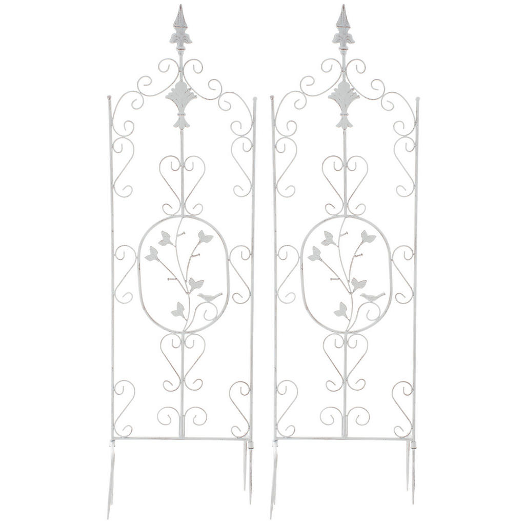 TPFLiving Rankgitter, Weiß, Metall, 35x122x7 cm, Gartenzubehör, Gartendeko von TPFLiving