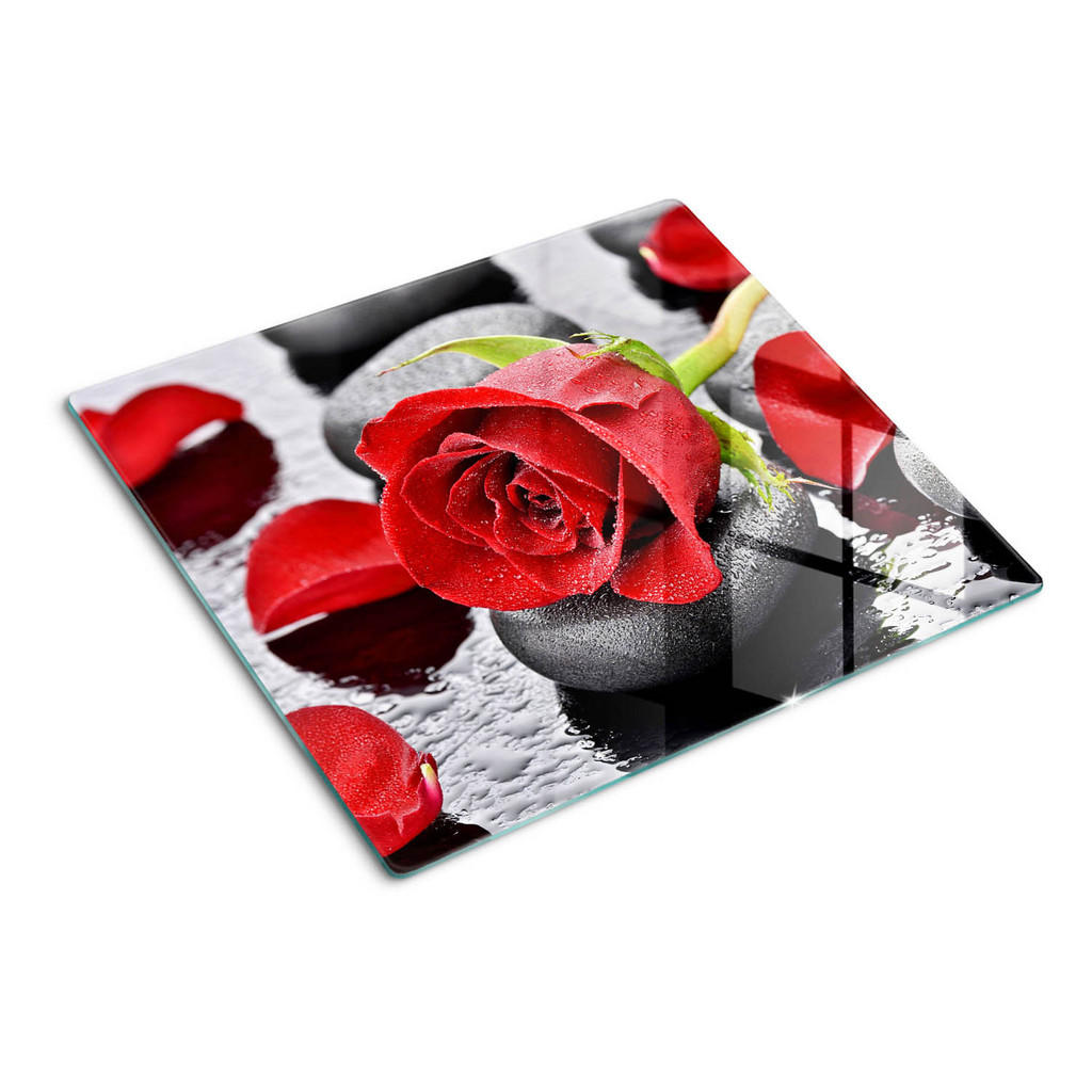 Tulup Glasplatte, Rot, Glas, 60x0.4x52 cm, Küchen, Küchenelektrogeräte, Herde, Herdabdeckplatten von TULUP