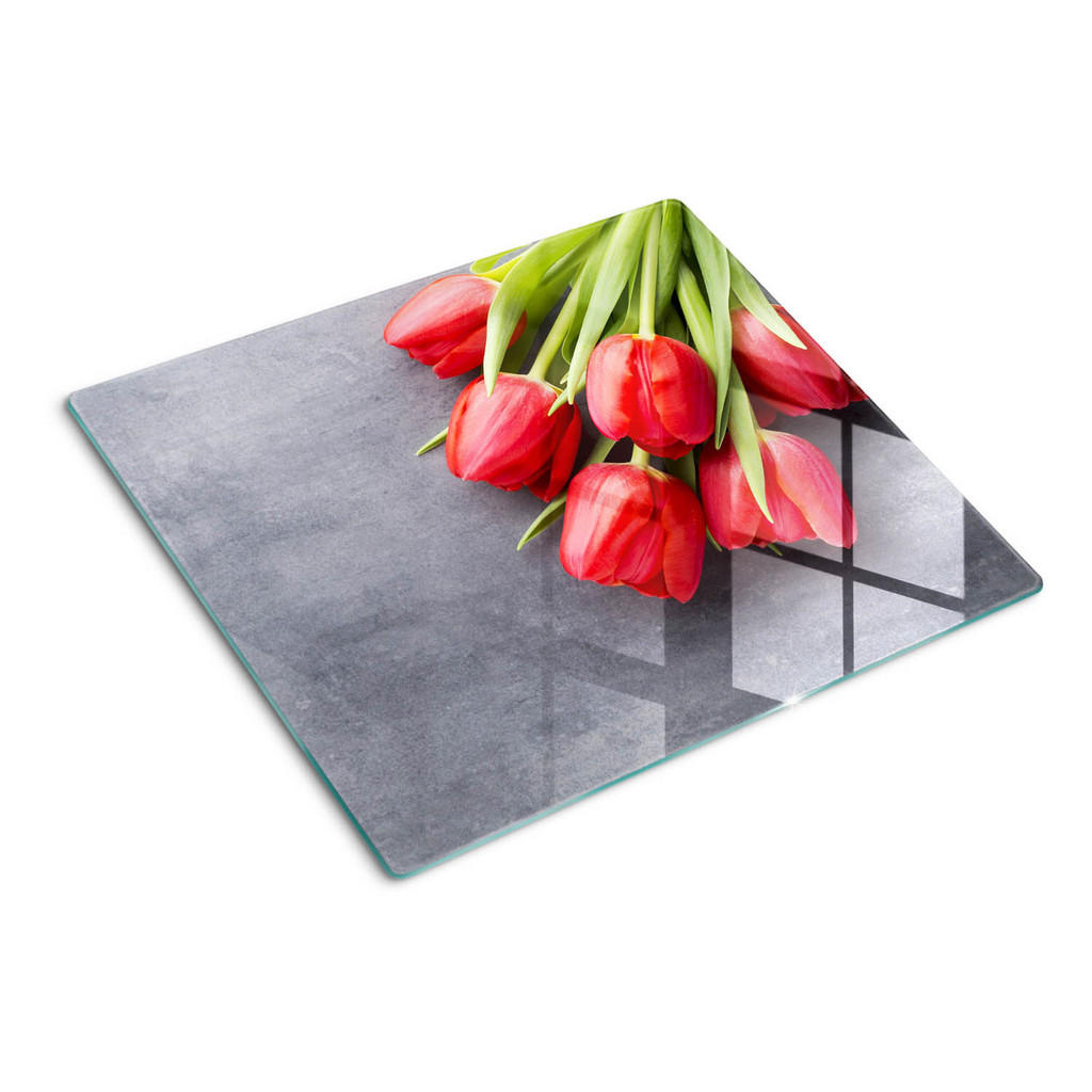 Tulup Glasplatte, Rot, Glas, 60x0.4x52 cm, Küchen, Küchenelektrogeräte, Herde, Herdabdeckplatten von TULUP