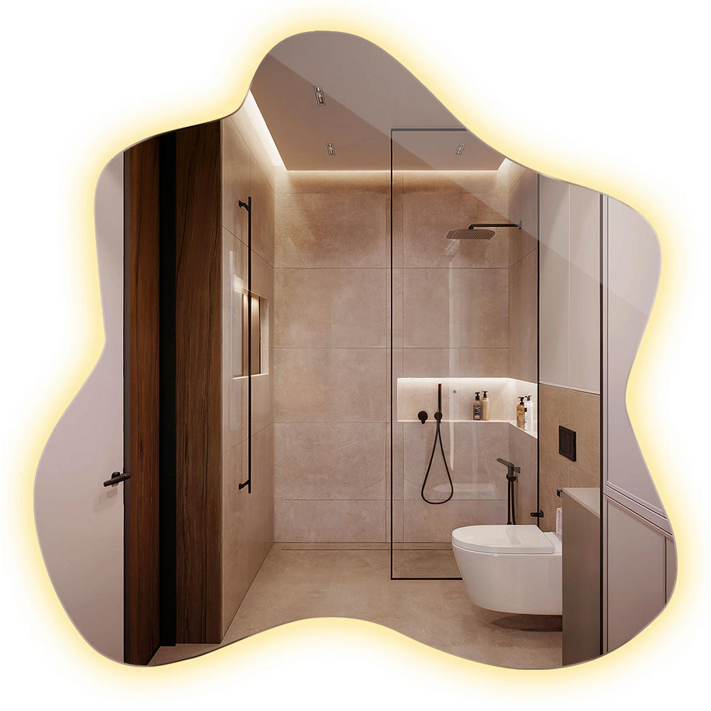 Tulup Led, Transparent, Glas, Organisch, 77.3x77.3x0.4 cm, Spiegel, Wandspiegel Tulup Led, Transparent, Glas, Organisch, 77.3x77.3x0.4 cm, Spiegel, Wandspiegel von TULUP