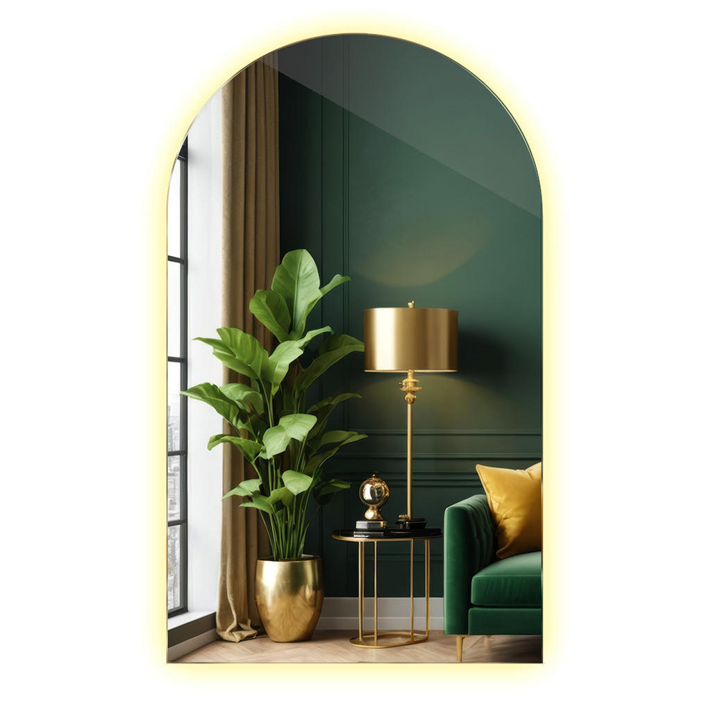 Tulup Led, Gelb, Glas, Organisch, 45x80x0.4 cm, Spiegel, Wandspiegel von TULUP