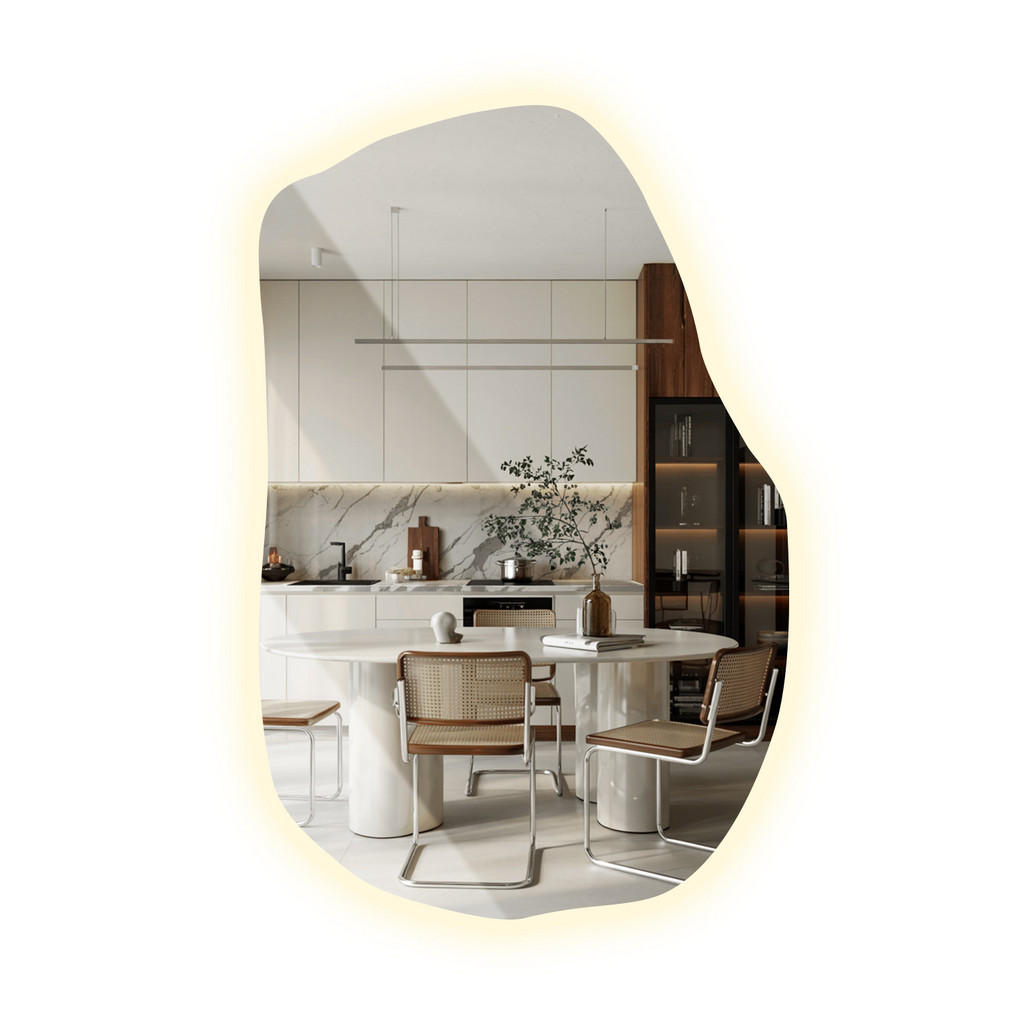 Tulup Led, Transparent, Glas, Organisch, 80x52x0.4 cm, Spiegel, Wandspiegel von TULUP