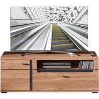 TV Lowboard mit Massivholzfront STAVEN-36 in Old Artisan Oak Nb. mit Absetzungen in schwarz matt, B/H/T ca. 150/55/42 cm