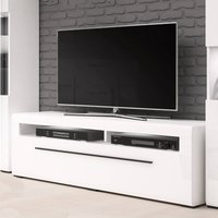 TV Lowboard modern weiß mit Hochglanz Front TURDA-83 mit LED Beleuchtung B/H/T: ca. 160/52/50 cm