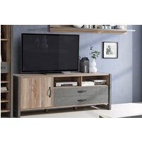 TV-Unterschrank NOTE  von Forte  Betonoptik Dunkelgrau / Picea Kiefer