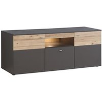 TV-Unterschrank inkl Beleuchtung Como von Forte Wolfram Grau / Planked Eiche