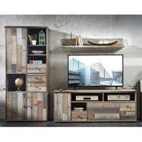 TV-Wohnwand Mediawand Driftwood BRANSON-36 mit Hochschrank Lowboard Wandregal B/H/T ca. 260/188/52 cm