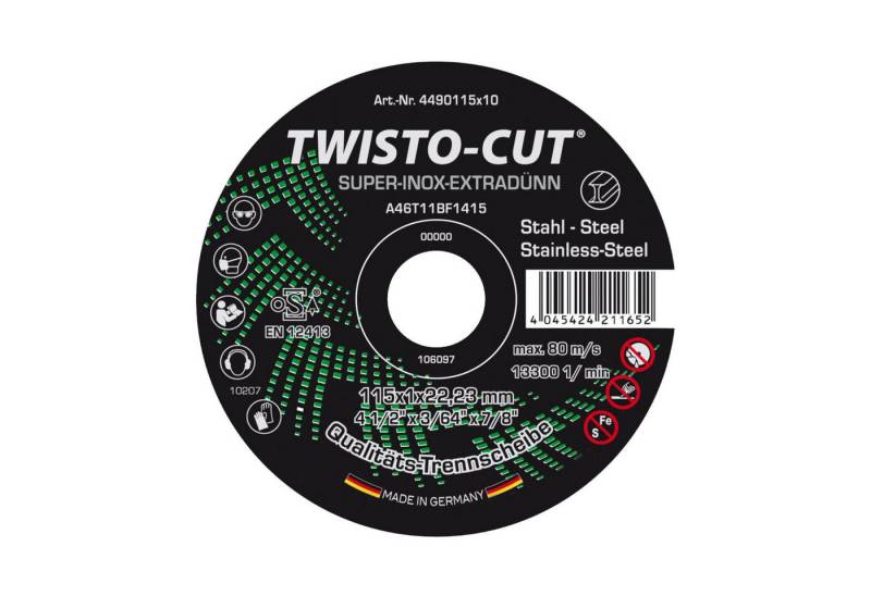 TWISTO-CUT Trennscheibe TWISTO-CUT SUPER-INOX Trennscheiben für Edelstahl 230 x 1,9 x 22 mm, Ø 230 mm von TWISTO-CUT
