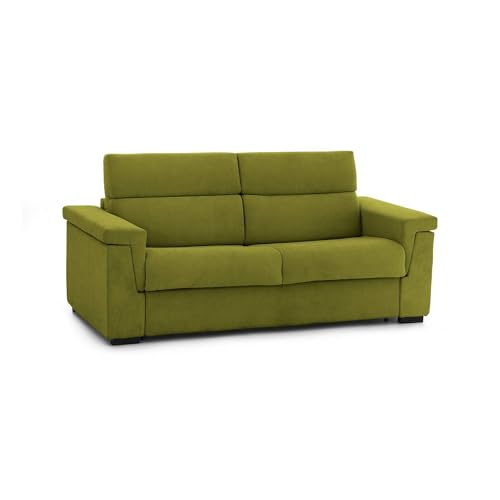 Talamo Italia - 2-Sitzer Schlafsofa Odilia, Schlafsofa fürs Wohnzimmer, gepolstert, abnehmbar, 100% Made in Italy-Qualität, 205x95 h100 cm, Grün Talamo Italia - 2-Sitzer Schlafsofa Odilia, Schlafsofa fürs Wohnzimmer, gepolstert, abnehmbar, 100% Made in Italy-Qualität, 205x95 h100 cm, Grün