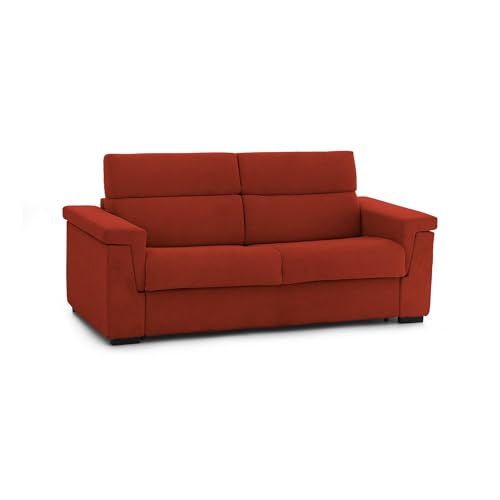 Talamo Italia - 2-Sitzer Schlafsofa Odilia, Schlafsofa fürs Wohnzimmer, gepolstert, abnehmbar, 100% Made in Italy-Qualität, 205x95 h100 cm, Orange Talamo Italia - 2-Sitzer Schlafsofa Odilia, Schlafsofa fürs Wohnzimmer, gepolstert, abnehmbar, 100% Made in Italy-Qualität, 205x95 h100 cm, Orange