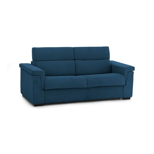 Talamo Italia - 2-Sitzer Schlafsofa Prospera, Schlafsofa fürs Wohnzimmer, gepolstert, abnehmbar, 100% Made in Italy-Qualität, 185x95 h100 cm, Blau Talamo Italia - 2-Sitzer Schlafsofa Prospera, Schlafsofa fürs Wohnzimmer, gepolstert, abnehmbar, 100% Made in Italy-Qualität, 185x95 h100 cm, Blau