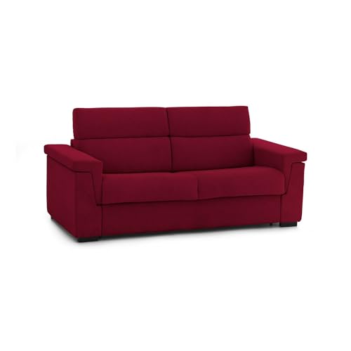 Talamo Italia - 2-Sitzer Schlafsofa Prudenzia, Schlafsofa fürs Wohnzimmer, gepolstert, abnehmbar, 100% Made in Italy-Qualität, 185x95 h100 cm, Rot Talamo Italia - 2-Sitzer Schlafsofa Prudenzia, Schlafsofa fürs Wohnzimmer, gepolstert, abnehmbar, 100% Made in Italy-Qualität, 185x95 h100 cm, Rot