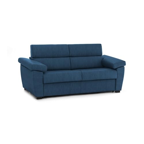 Talamo Italia - 2-Sitzer Schlafsofa Quinta, Schlafsofa fürs Wohnzimmer, gepolstert, abnehmbar, 100% Made in Italy-Qualität, 205x95 h100 cm, Blau Talamo Italia - 2-Sitzer Schlafsofa Quinta, Schlafsofa fürs Wohnzimmer, gepolstert, abnehmbar, 100% Made in Italy-Qualität, 205x95 h100 cm, Blau