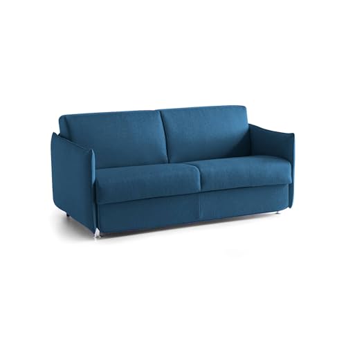 Talamo Italia - 2-Sitzer Schlafsofa Violante, Schlafsofa fürs Wohnzimmer, gepolstert, abnehmbar, 100% Made in Italy-Qualität, 160x95 h90 cm, Blau Talamo Italia - 2-Sitzer Schlafsofa Violante, Schlafsofa fürs Wohnzimmer, gepolstert, abnehmbar, 100% Made in Italy-Qualität, 160x95 h90 cm, Blau