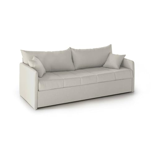 Talamo Italia - 3-Sitzer Schlafsofa Uberta, Schlafsofa fürs Wohnzimmer, gepolstert, abnehmbar, 100% Made in Italy-Qualität, 205x86 h80 cm, Beige