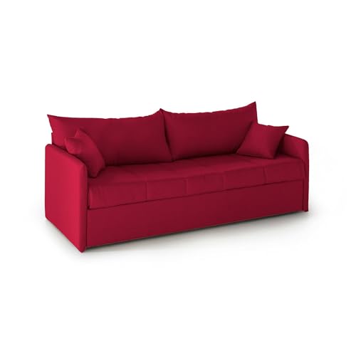 Talamo Italia - 3-Sitzer Schlafsofa Uberta, Schlafsofa fürs Wohnzimmer, gepolstert, abnehmbar, 100% Made in Italy-Qualität, 205x86 h80 cm, Rot Talamo Italia - 3-Sitzer Schlafsofa Uberta, Schlafsofa fürs Wohnzimmer, gepolstert, abnehmbar, 100% Made in Italy-Qualität, 205x86 h80 cm, Rot