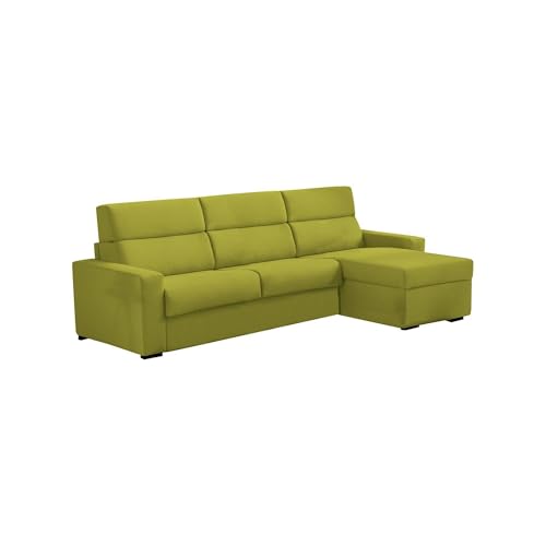 Talamo Italia - Sofa mit Halbinsel Valeriana, Ecksofa für Wohnzimmer, gepolstert, Abnehmbarer Bezug, 100% Made in Italy-Qualität, 280x160 h100 cm, Grün