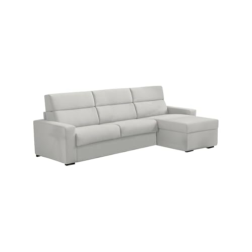 Talamo Italia - Sofa mit Halbinsel Valeriana, Ecksofa für Wohnzimmer, gepolstert, Abnehmbarer Bezug, 100% Made in Italy-Qualität, 280x160 h100 cm, Hellgrau