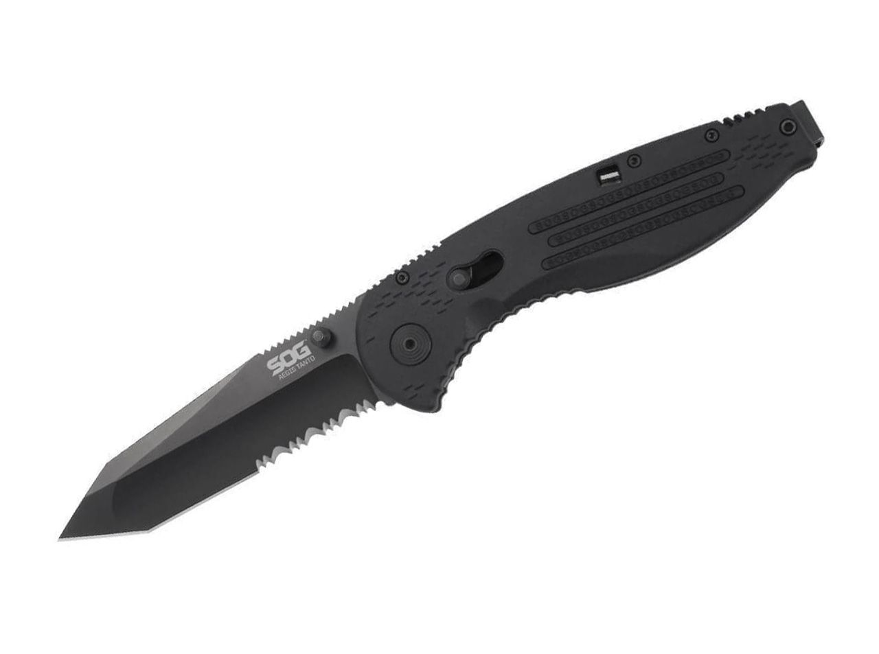 Taschenmesser Aegis Black Tanto Messer mit Teilwellenschliff von SOG