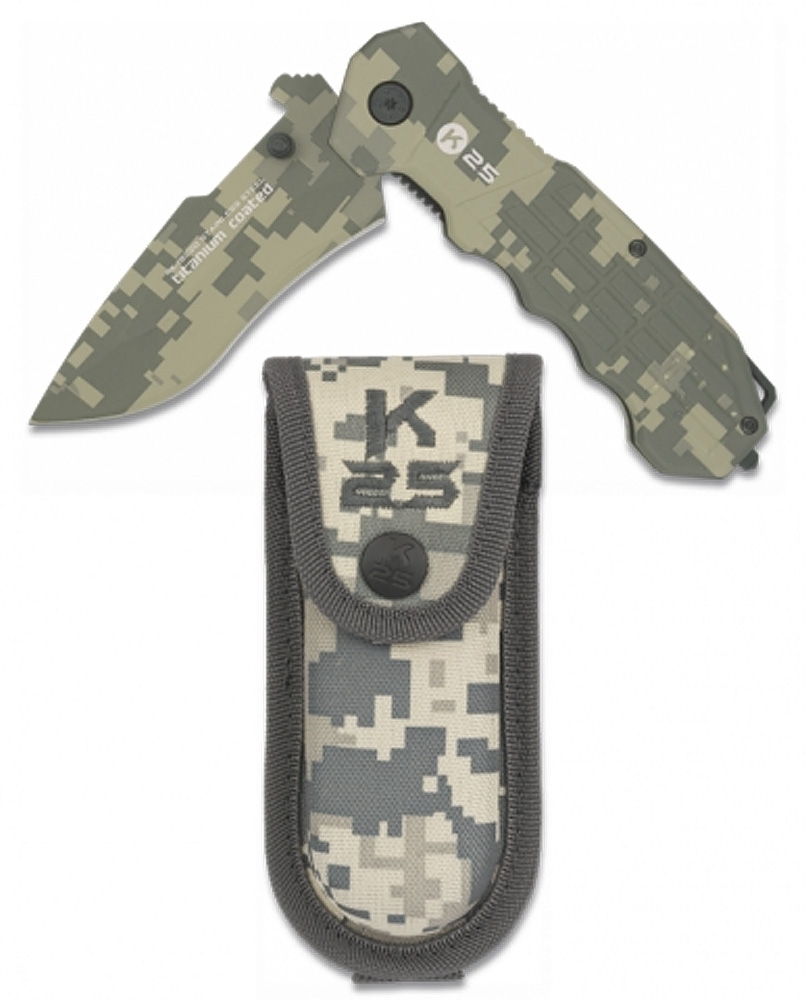 Taschenmesser K25 taktisch Titan beschichtet mit Clip digital camo von Martinez Albainox