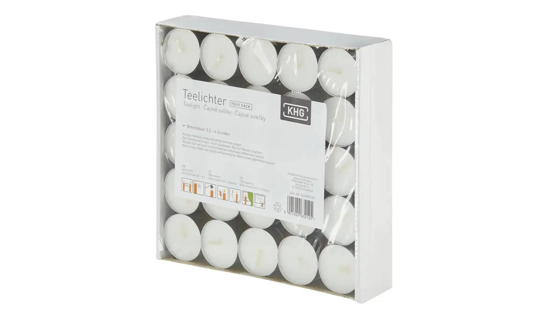 Teelichte  75er Pack   ¦ weiß ¦ Wachs,Aluminium ¦ Maße (cm): H: 1,5  Ø: 4