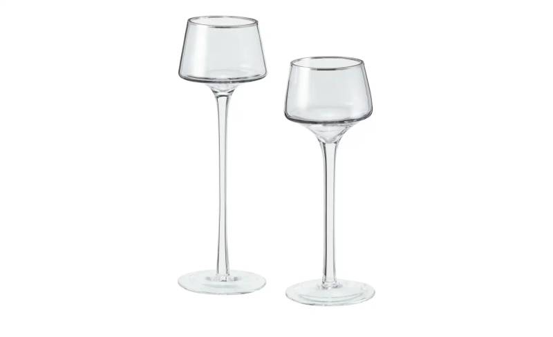 Teelichthalter  2er-Set   ¦ grau ¦ Glas ¦ Maße (cm): H: 23  Ø: 7.5 Accessoires > Kerzen & Kerzenständer > Teelichthalter - Höffner