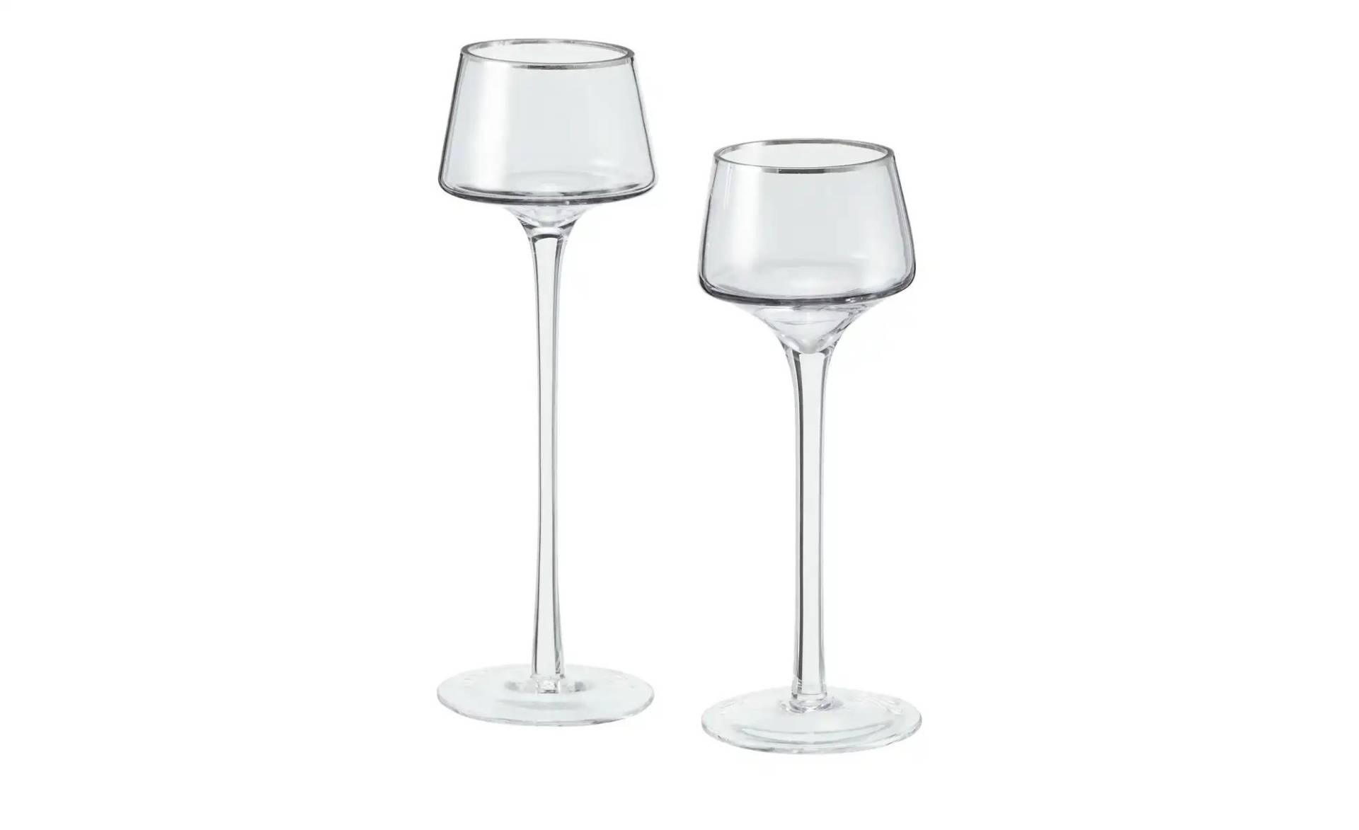 Teelichthalter  2er-Set   ¦ grau ¦ Glas ¦ Maße (cm): H: 23  Ø: 7.5 Dekoration > Kerzen & Kerzenständer > Teelichthalter - Möbel Kraft