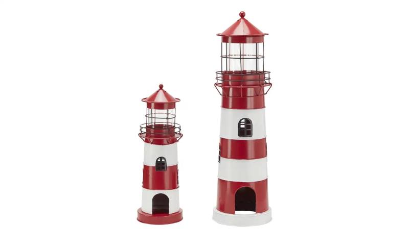 Teelichthalter Leuchtturm  2er Set   ¦ rot ¦ Eisen,Glas ¦ Maße (cm): H: 64  Ø: 19 Accessoires > Kerzen & Kerzenständer > Teelichthalter - Höffner
