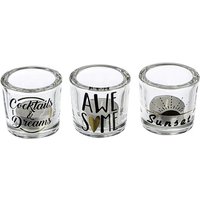 Teelichtleuchter 3er Set SUNSHINE von Casablanca Glas klar / Schwarz / Gold