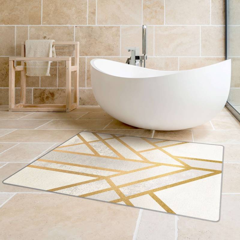Teppich Art Deco Geometrie Weiß Gold