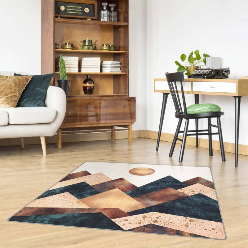 Teppich Geometrische Berge Bronze